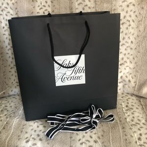 Saks Fifth Avenue Black Shopping Bag with Ribbon